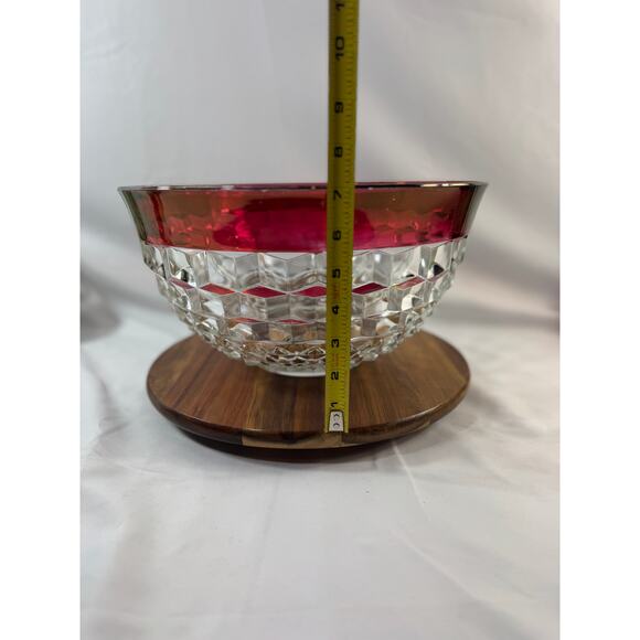 Vintage Indiana Glass Whitehall Ruby-Flashed Punch Bowl – Mid-Century Glass - Picture 5 of 11